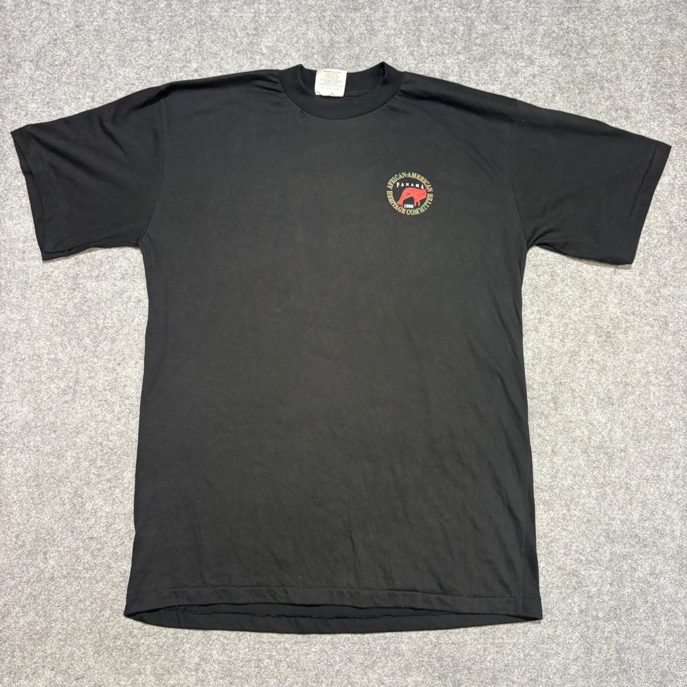 Vintage 1999 African-American Panama Heritage Committee Tee XXL Black Cotton